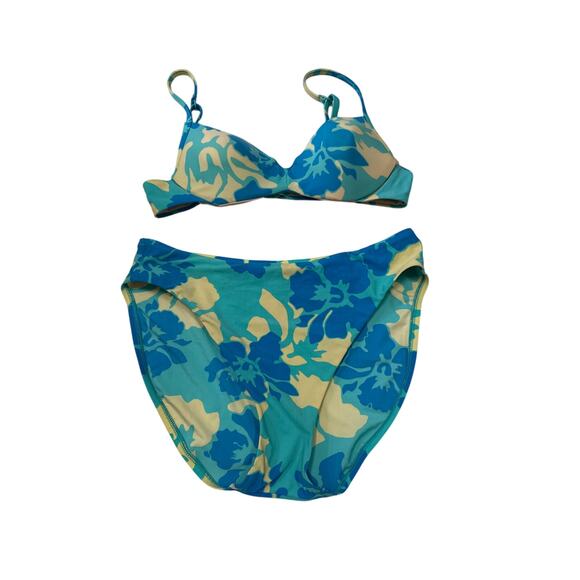 Victoria’s Secrets Yellow/Blue bahama floral 2 Piece bikini swim set size L/36 B - Picture 1 of 7